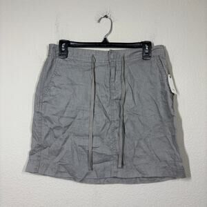 Caslon Size Small Drawstring Linen Mini Skirt Cloud Burst Gray Elastic Waist
